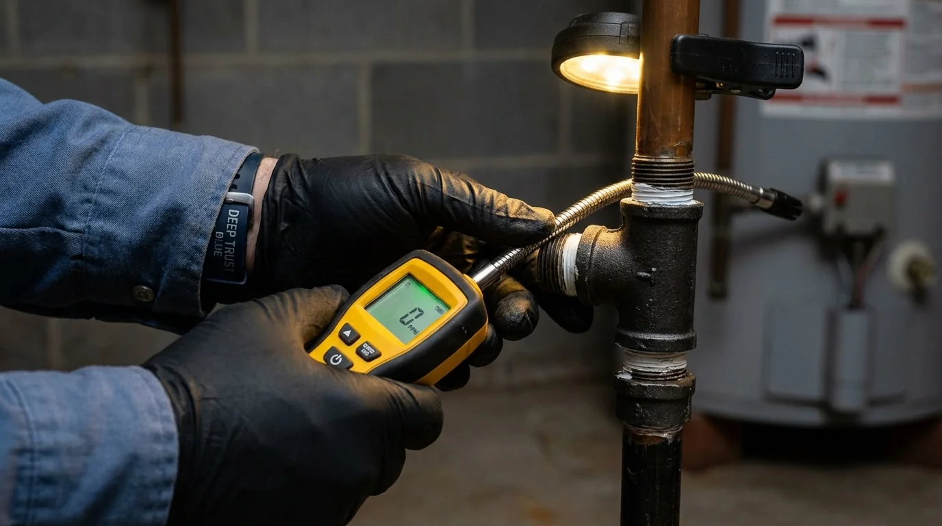 Gas leak detection with electronic sniffer by Johns Plumbing LLC in Artesia