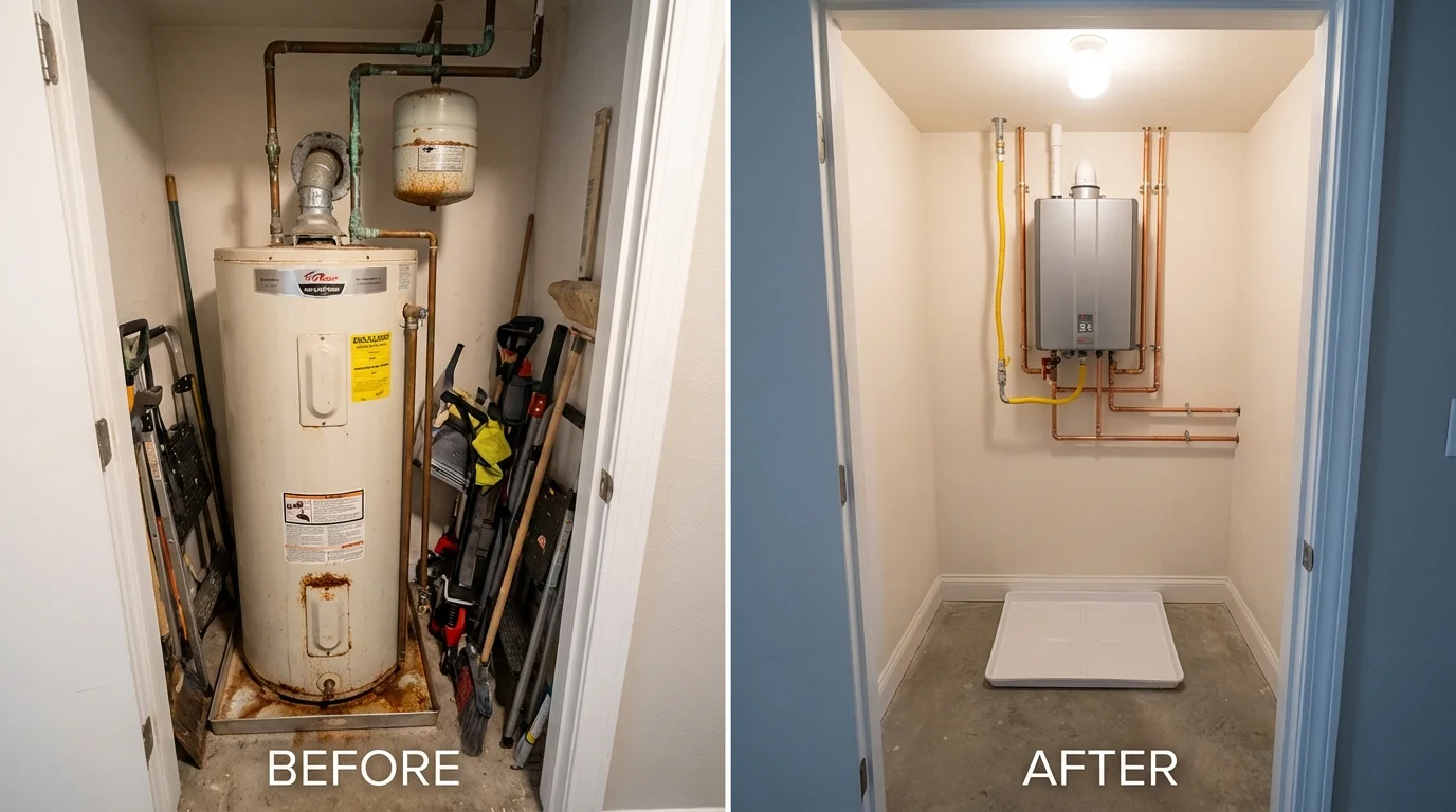 Tank water heater versus wall-mounted tankless unit comparison for Artesia, NM homeowners