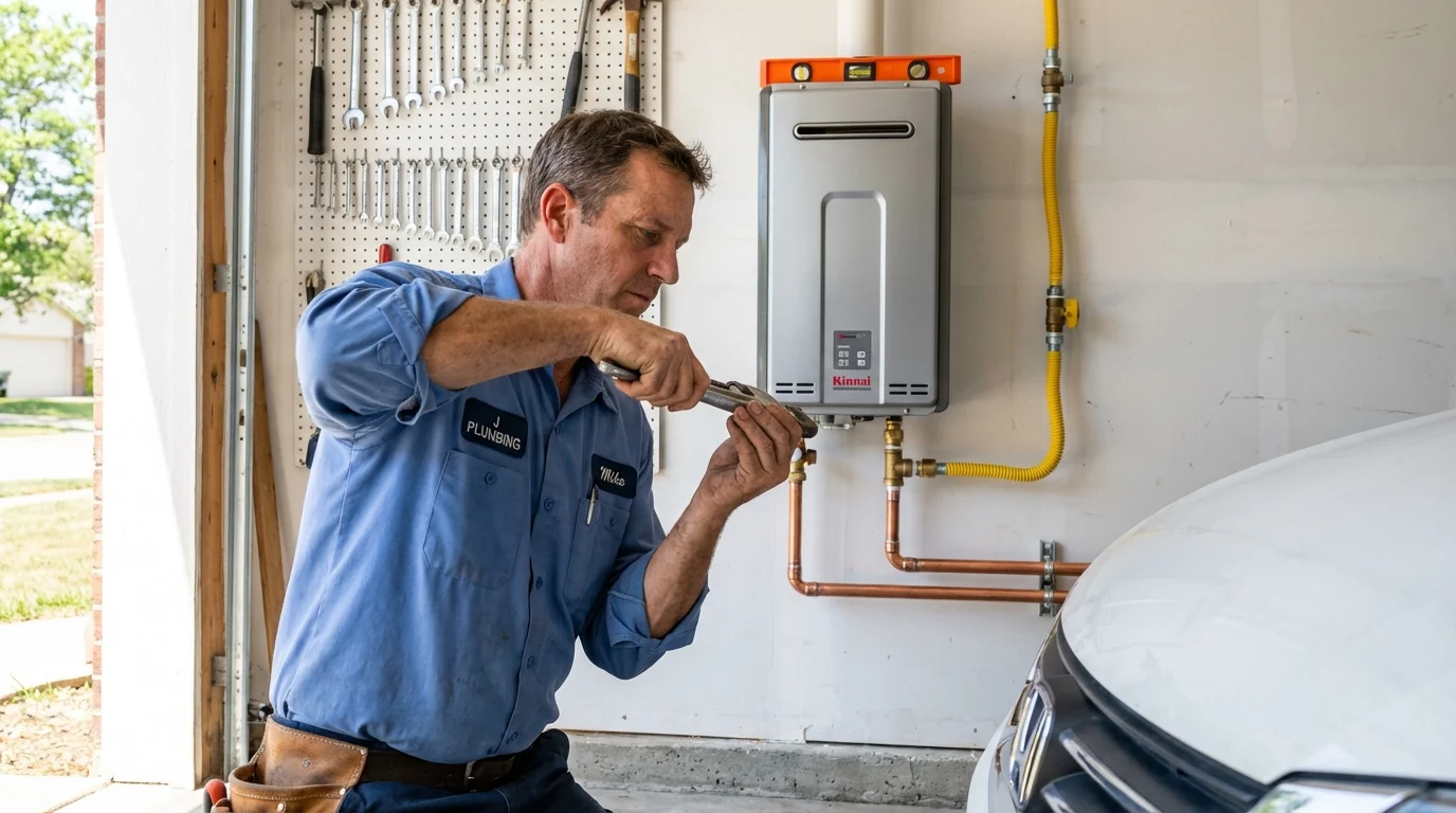 Tankless water heater installation by a Johns Plumbing LLC plumber in Artesia